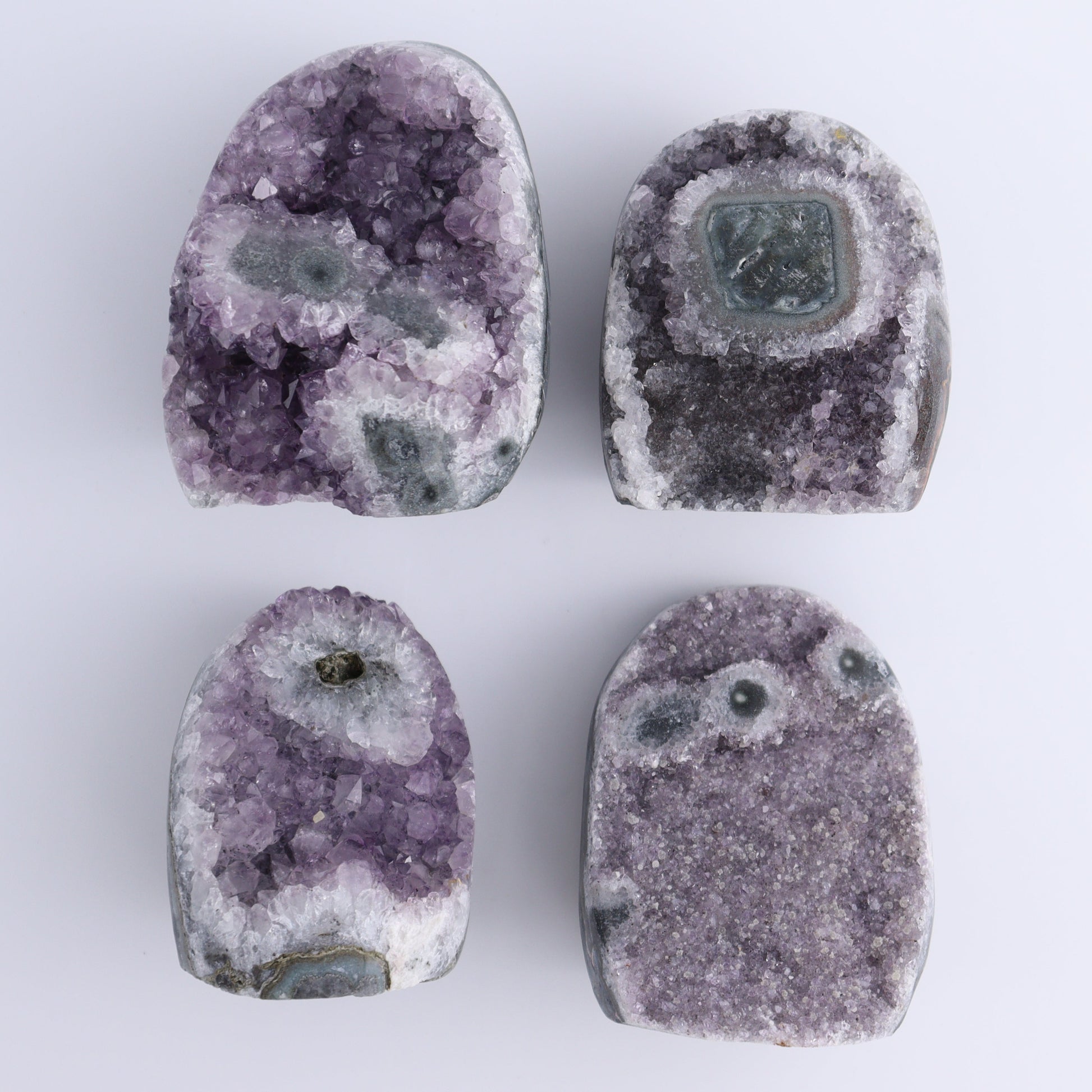 Uruguay Amethyst Set of 4 - Expert Wholesale and Supplier of Wholesale Crystals & Bulk Gemstones, ["Amethyst","Cut Base","Uruguay"]