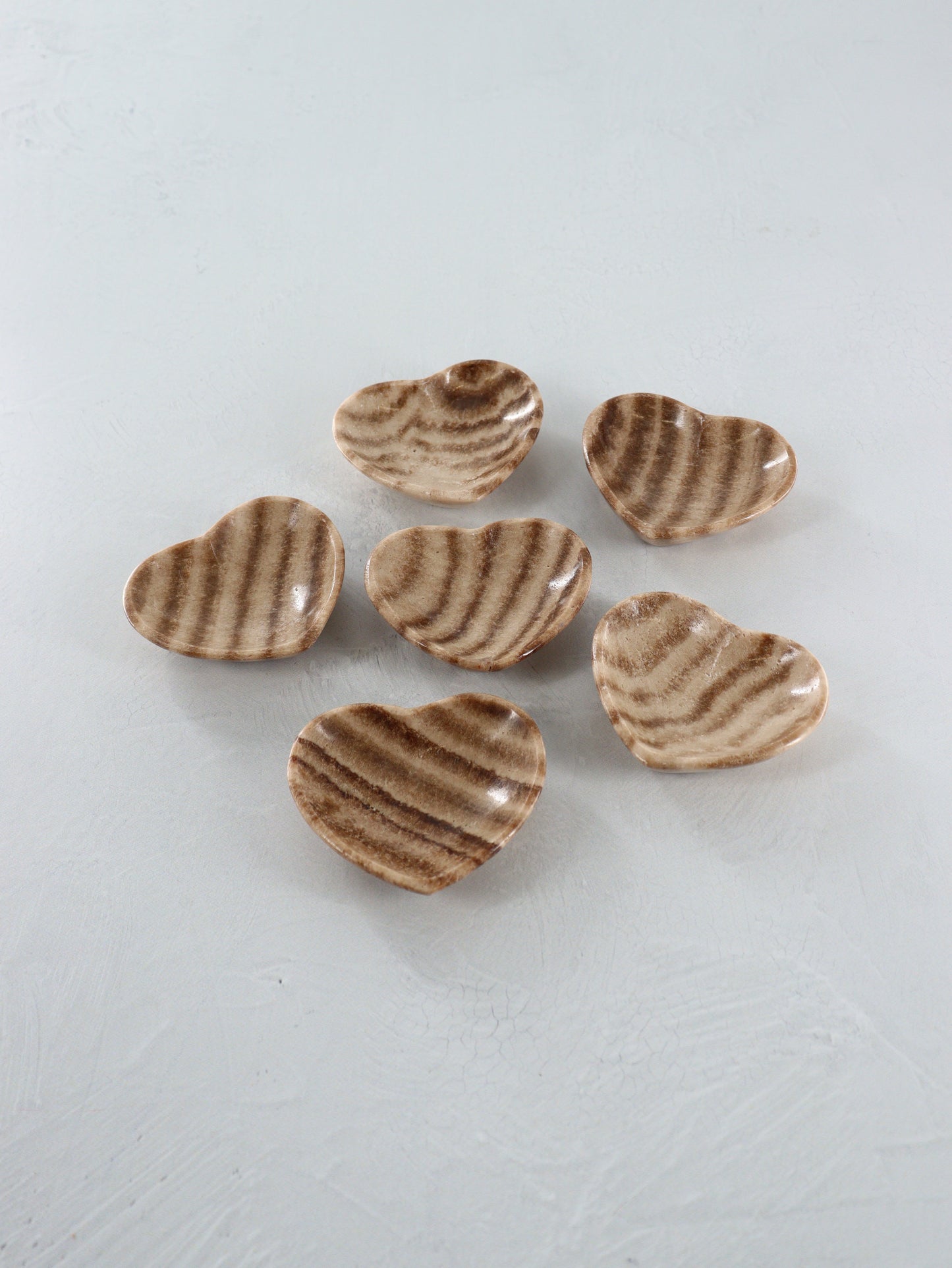 Chocolate Zebra Onyx Heart Bowls Set of 6 - Expert Supplier of Wholesale Crystals & Bulk Gemstones