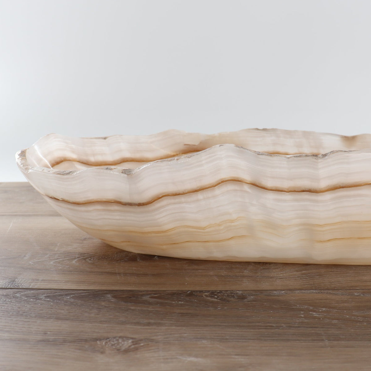 Mexican Onyx/Calcite Canoe Bowl 24"
