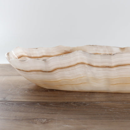 Mexican Onyx/Calcite Canoe Bowl 24"