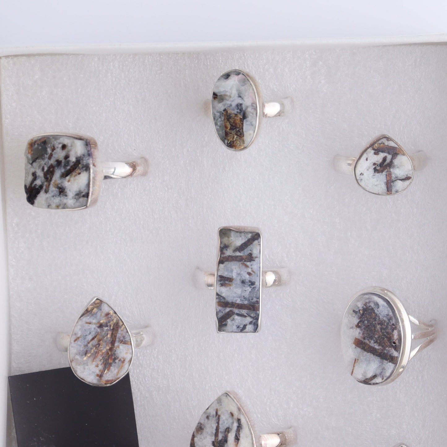Astrophyllite Rings Set of 9 - Expert Wholesale and Supplier of Wholesale Crystals & Bulk Gemstones, ["Astrophyllite","close_50","India","Ring","rings","sterling silver"]
