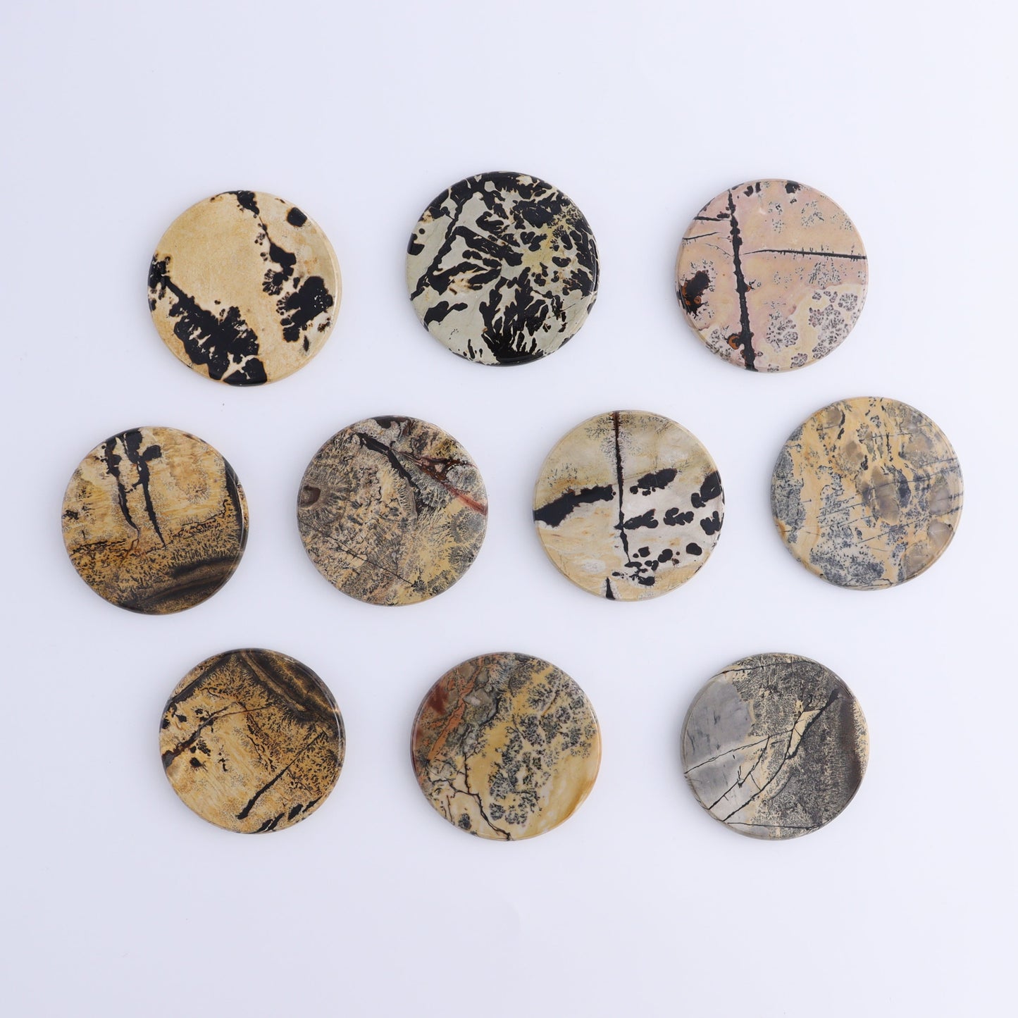 Picture Jasper Discs Set of 10 - Expert Wholesale and Supplier of Wholesale Crystals & Bulk Gemstones, ["China","Picture Jasper","Round"]