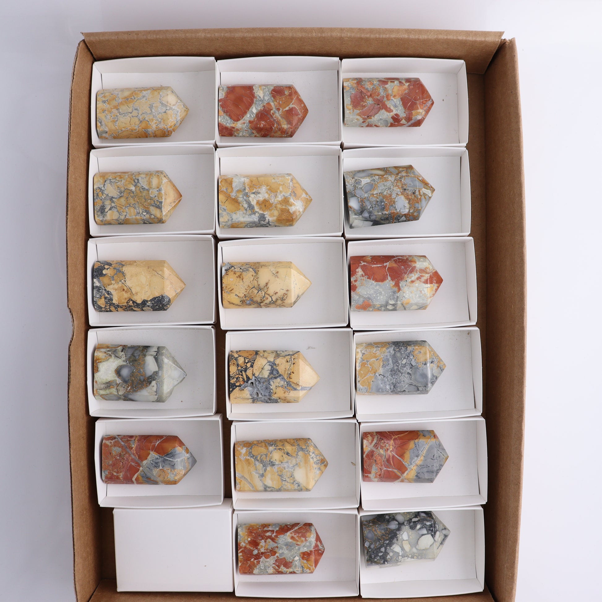 Maligano Jasper Points Flat of 17 - Expert Wholesale and Supplier of Wholesale Crystals & Bulk Gemstones, ["Indonesia","Maligno Jasper","Points"]