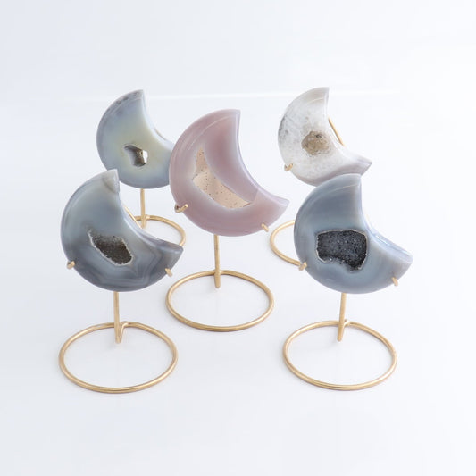 Agate Moons with Stand Set of 5