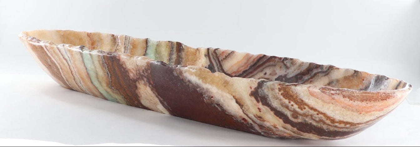 Mexican Onyx/Calcite Canoe Bowl - Expert Wholesale and Supplier of Wholesale Crystals & Bulk Gemstones, ["Bowls","Calcite","canoe","Mexico","onyx"]