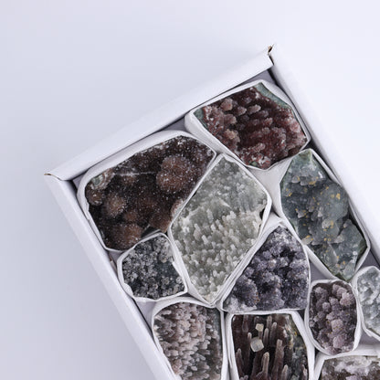 Uruguay Amethyst Clusters with Formations Flat of 12 - Expert Wholesale and Supplier of Wholesale Crystals & Bulk Gemstones, ["Amethyst","Calcite","Clusters","Formations","Uruguay"]
