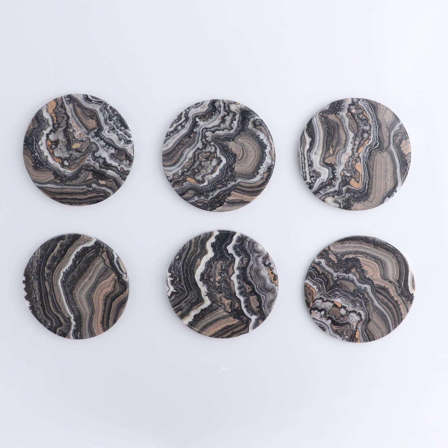 Coaster Set Mexican Onyx/Calcite Black Zebra
