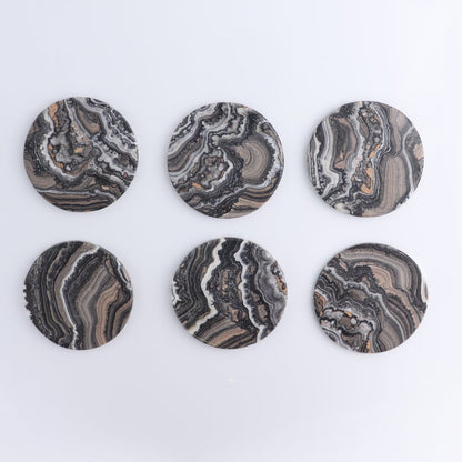 Coaster Set Mexican Onyx/Calcite Black Zebra