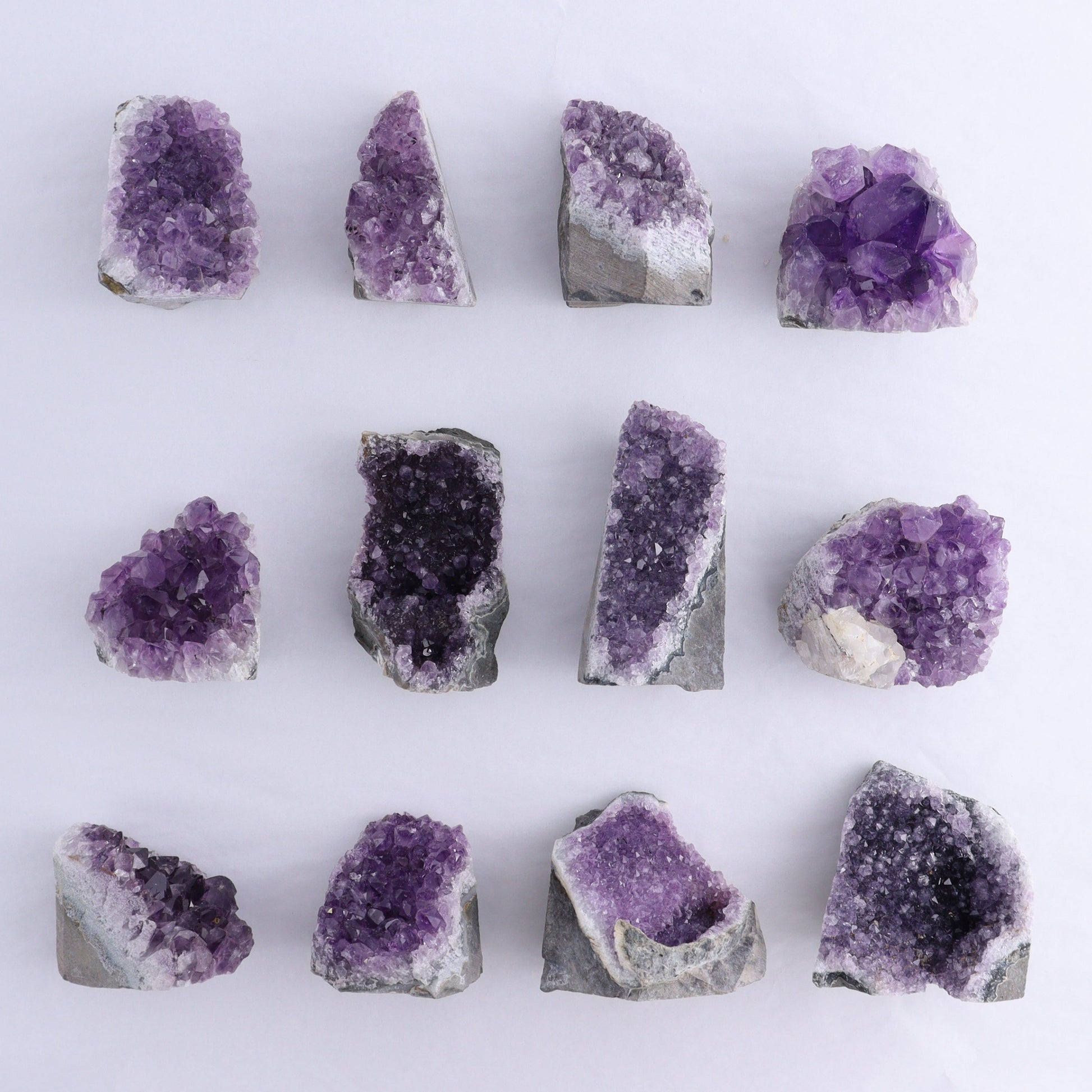 Uruguay Amethyst Cut Base Set of 12 - Expert Wholesale and Supplier of Wholesale Crystals & Bulk Gemstones, ["Amethyst","Cut Base","Uruguay"]