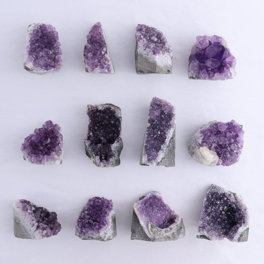 Uruguay Amethyst Cut Base Set of 12 - Expert Wholesale and Supplier of Wholesale Crystals & Bulk Gemstones, ["Amethyst","Cut Base","Uruguay"]