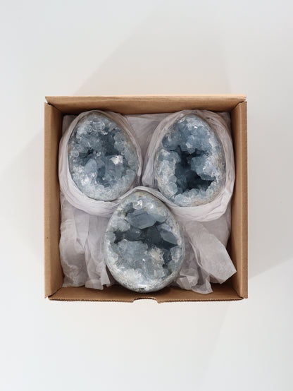 Celestite Eggs Set of 3 - Expert Wholesale and Supplier of Wholesale Crystals & Bulk Gemstones, []