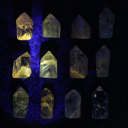Powellite Amethyst UV Reactive Towers Set of 30 - Expert Wholesale and Supplier of Wholesale Crystals & Bulk Gemstones, ["Amethyst","Powellite"]