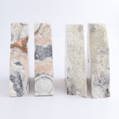 One Pair of Mexican Onyx/Calcite Yellow & White Zebra Rough Bookend - Expert Wholesale and Supplier of Wholesale Crystals & Bulk Gemstones, ["Bookends","Calcite","Catalog Onyx","Mexico","onyx"]