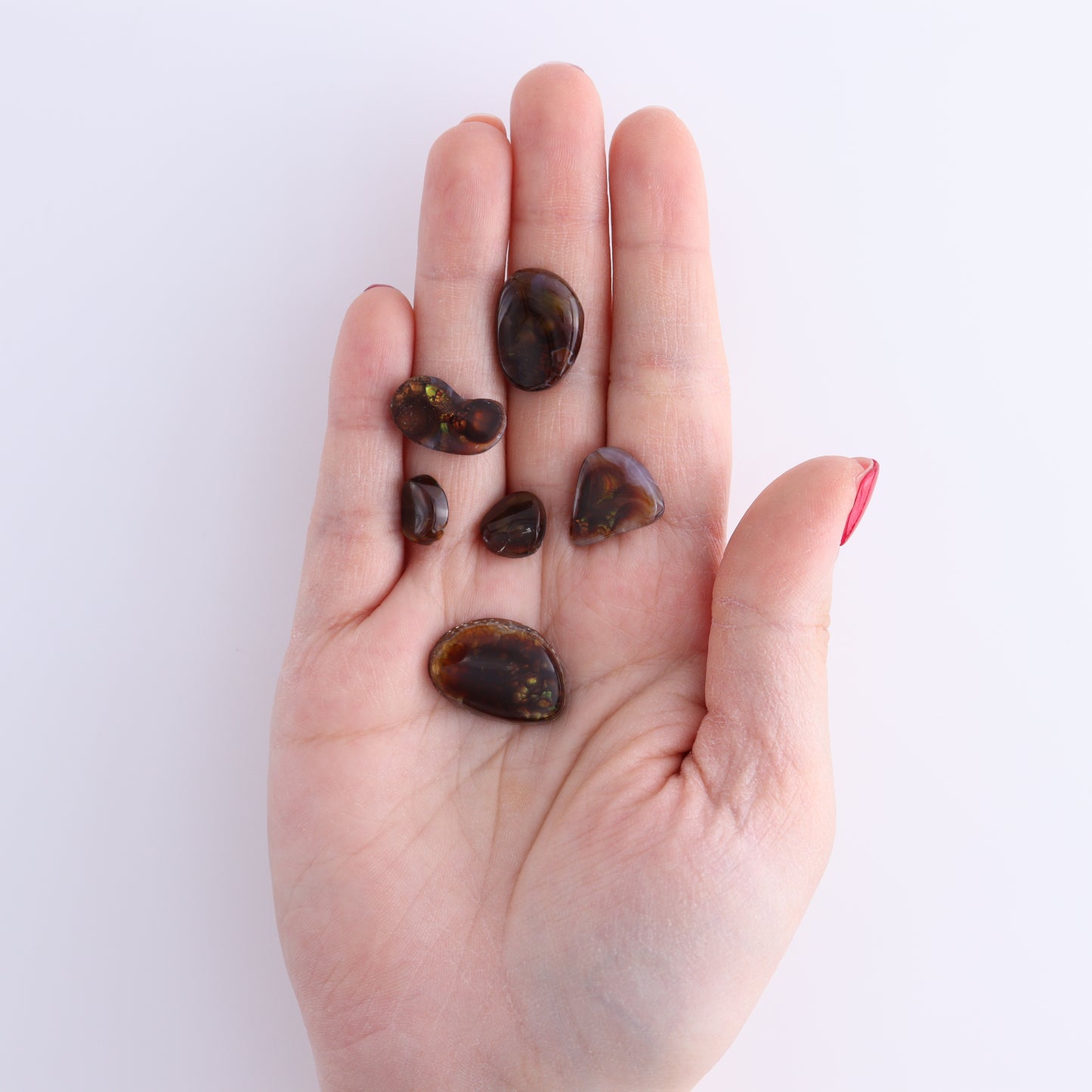 Fire Agate Cabs Set of 6