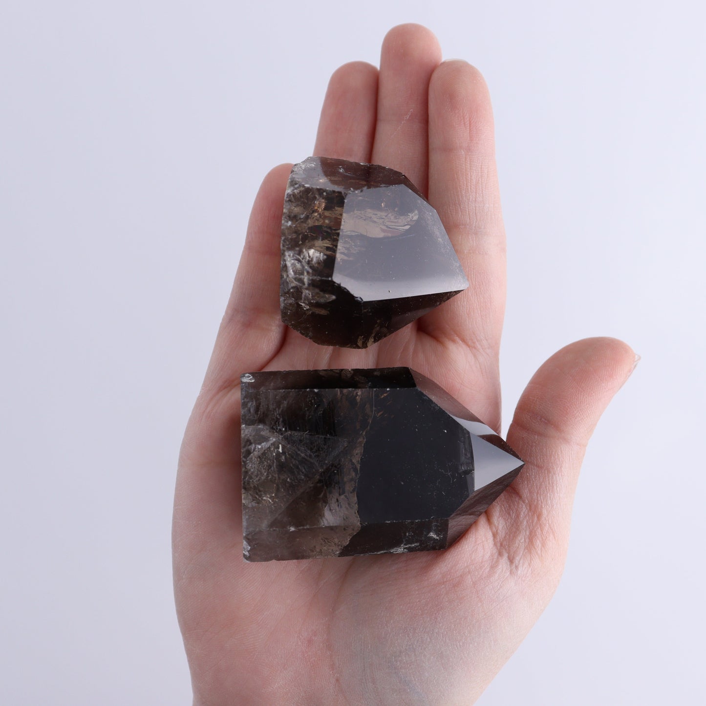 Smoky Quartz Polished Tops Set of 35 - Expert Wholesale and Supplier of Wholesale Crystals & Bulk Gemstones, ["Brazil","close_70","Points","Quartz","Smoky Quartz"]