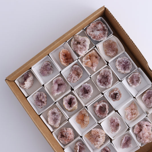 Pink Amethyst Flat of 30 - Expert Wholesale and Supplier of Wholesale Crystals & Bulk Gemstones, ["Amethyst","Pink Amethyst"]