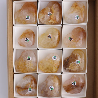 Golden Healer Hearts Set of 12 - Expert Wholesale and Supplier of Wholesale Crystals & Bulk Gemstones, ["Brazil","Golden Healer","Hearts"]