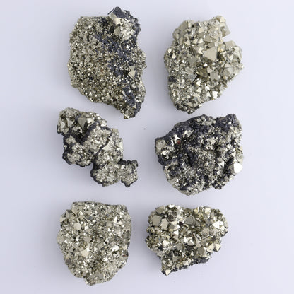 Octahedral Pyrite Clusters Set of 6 - Expert Wholesale and Supplier of Wholesale Crystals & Bulk Gemstones, ["Clusters","Octahedral Pyrite","Peru","Pyrite"]