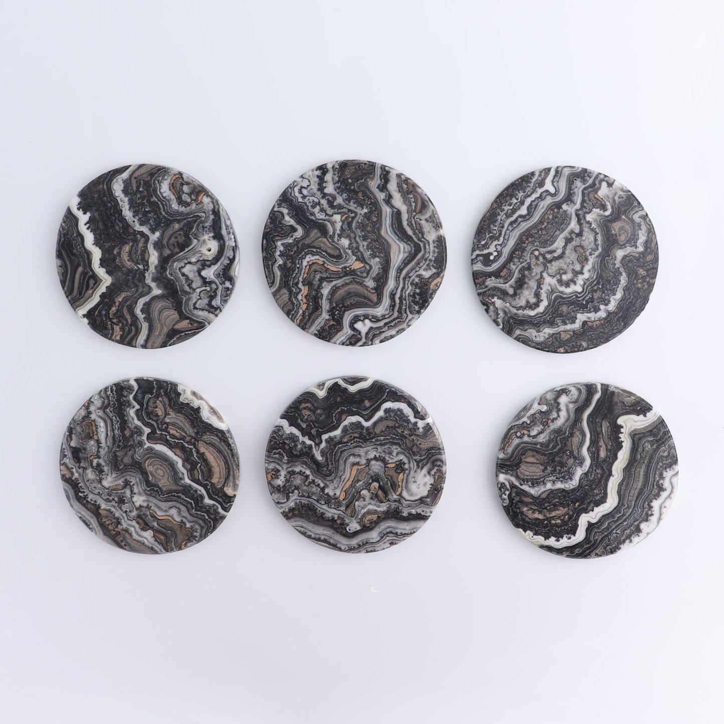 Coaster Set Mexican Onyx/Calcite Black Zebra