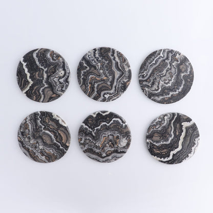 Coaster Set Mexican Onyx/Calcite Black Zebra
