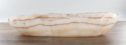 Mexican Onyx/Calcite Canoe Bowl 24"