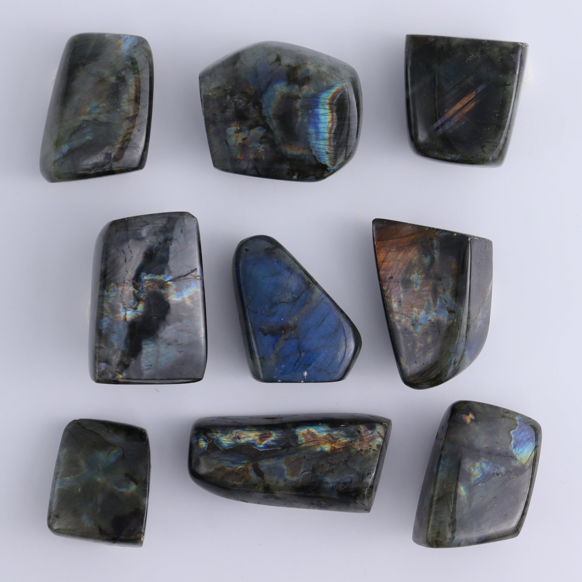 Labradorite Freeform Set of 18 - Expert Wholesale and Supplier of Wholesale Crystals & Bulk Gemstones, ["Freeforms","Labradorite","Madagascar"]