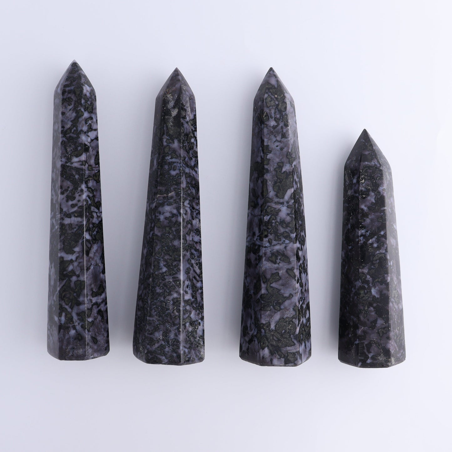 Indigo Gabro Towers Set of 4 - Expert Wholesale and Supplier of Wholesale Crystals & Bulk Gemstones, ["Indigo Gabro","Madagascar","Towers"]