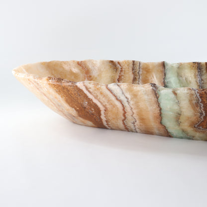 Mexican Onyx/Calcite Canoe Bowl - Expert Wholesale and Supplier of Wholesale Crystals & Bulk Gemstones, ["Bowls","Calcite","canoe","Mexico","onyx"]