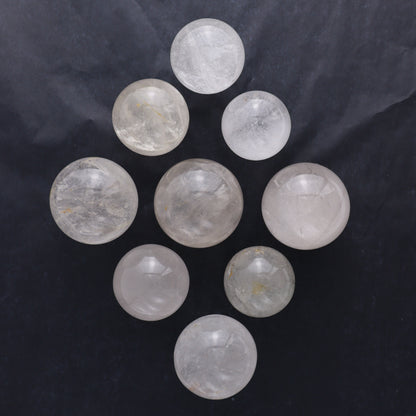 Clear Quartz Spheres Set of 9 - Expert Wholesale and Supplier of Wholesale Crystals & Bulk Gemstones, ["Clear Quartz","Quartz","Spheres"]