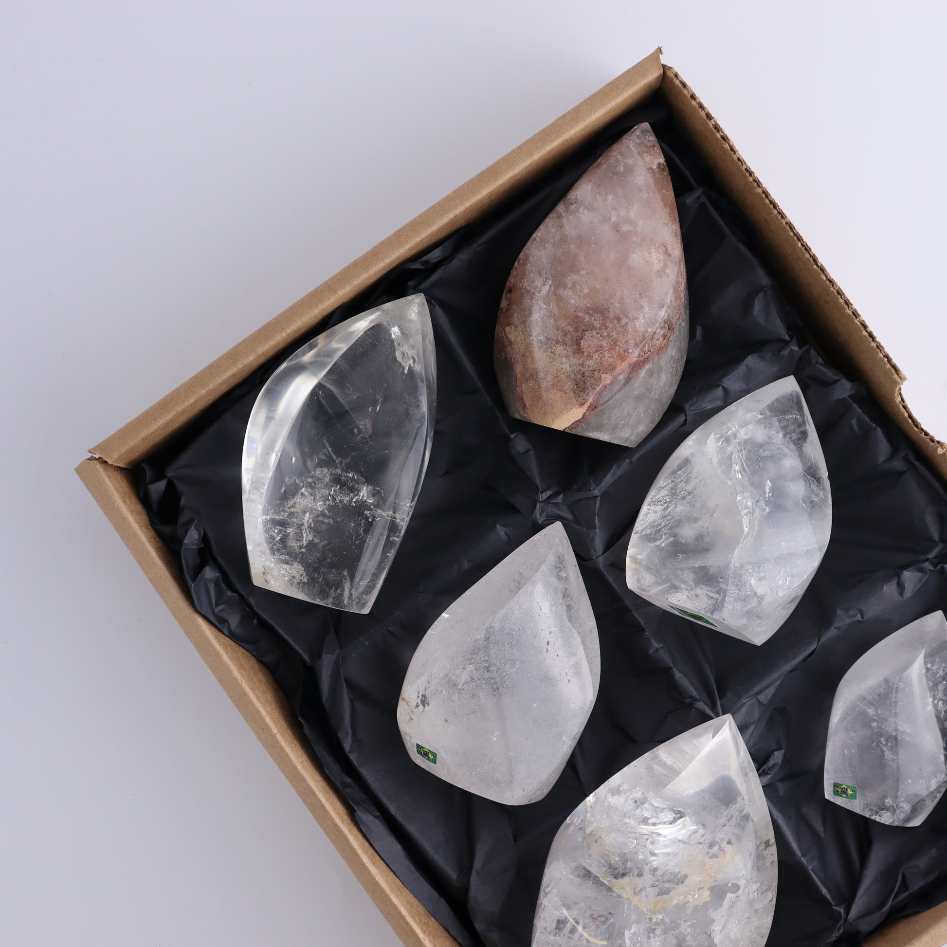 Imperfect Quartz Flames Set of 6 - Expert Wholesale and Supplier of Wholesale Crystals & Bulk Gemstones, ["Brazil","Clear Quartz","flames","Quartz"]