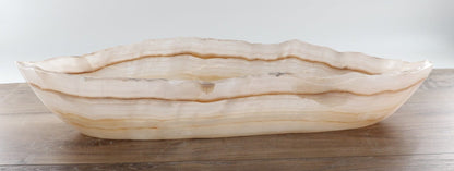 Mexican Onyx/Calcite Canoe Bowl 24"