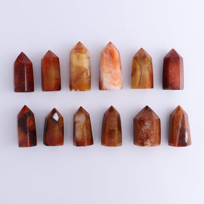 Carnelian Towers Set of 12 - Expert Wholesale and Supplier of Wholesale Crystals & Bulk Gemstones, ["carnelian","Madagascar","Towers"]
