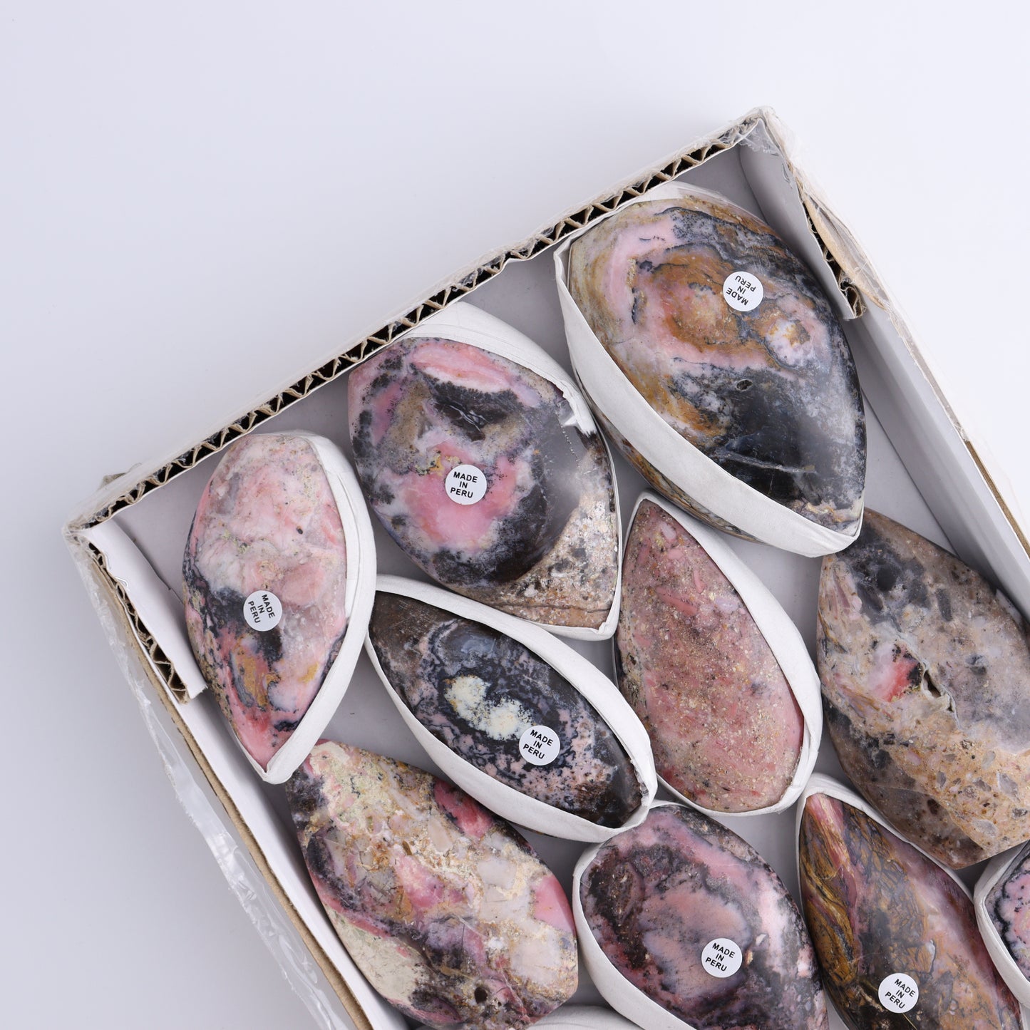 Pink Opal Flames Set of 15 - Expert Wholesale and Supplier of Wholesale Crystals & Bulk Gemstones, ["flames","Peru","Pink Opal"]