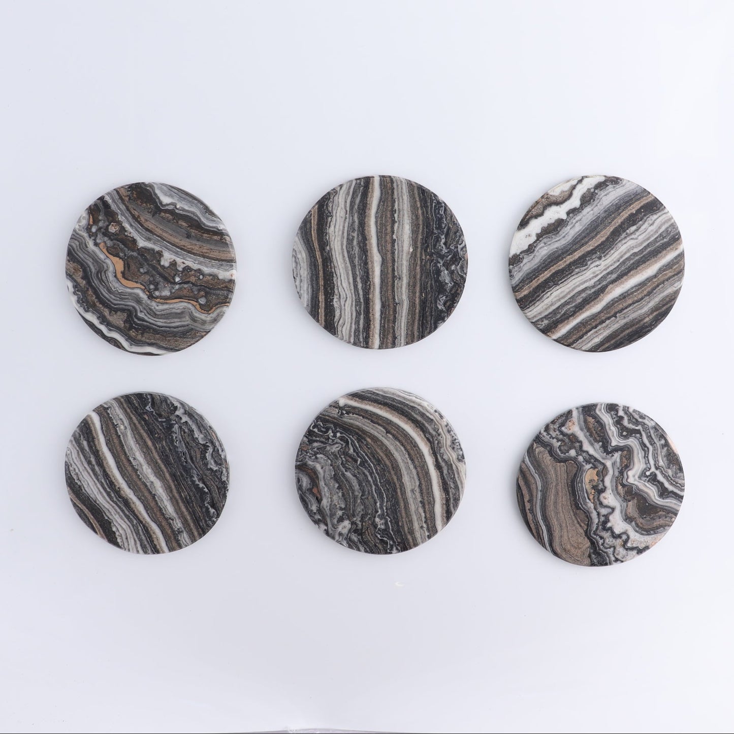 Coaster Set Mexican Onyx/Calcite Black Zebra