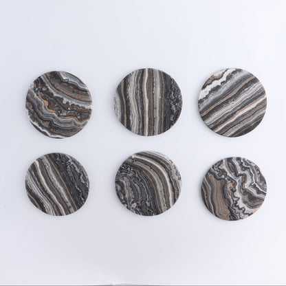 Coaster Set Mexican Onyx/Calcite Black Zebra