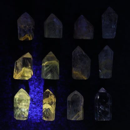 Powellite Amethyst UV Reactive Towers Set of 30 - Expert Wholesale and Supplier of Wholesale Crystals & Bulk Gemstones, ["Amethyst","Powellite"]