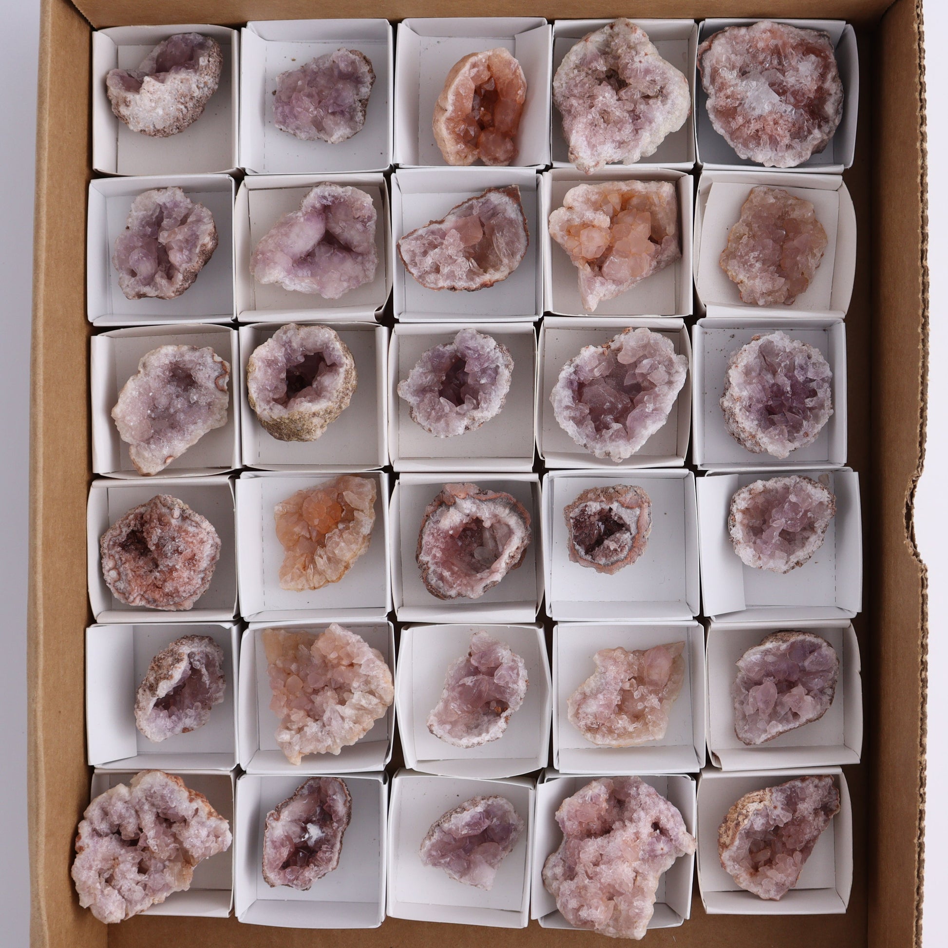 Pink Amethyst Flat of 30 - Expert Wholesale and Supplier of Wholesale Crystals & Bulk Gemstones, ["Amethyst","Pink Amethyst"]