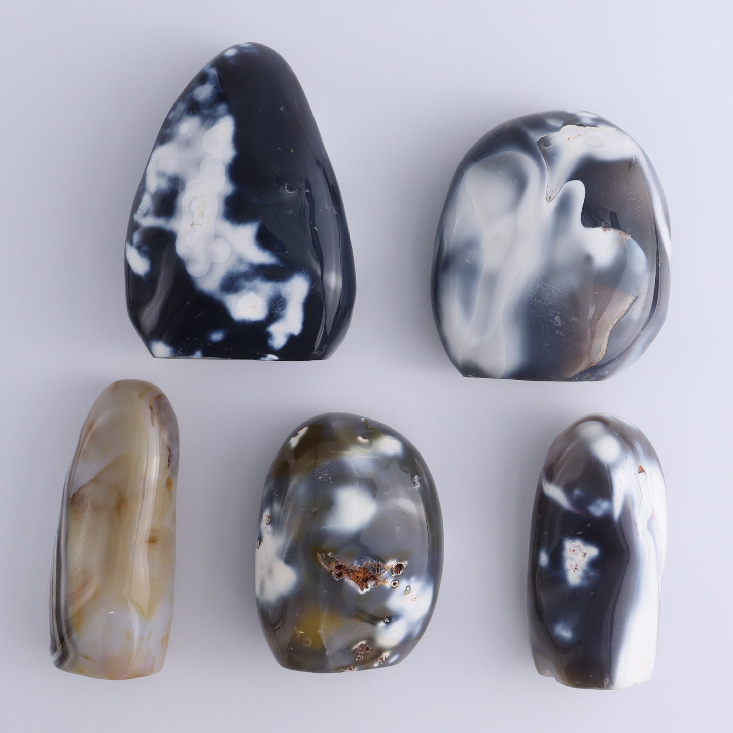 Orca Agate Freeform Set of 5 - Expert Wholesale and Supplier of Wholesale Crystals & Bulk Gemstones, ["Freeforms","Madagascar","Orca Agate"]