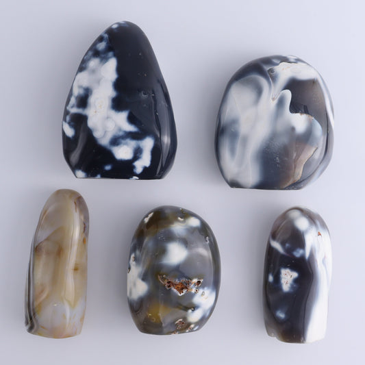 Orca Agate Freeform Set of 5 - Expert Wholesale and Supplier of Wholesale Crystals & Bulk Gemstones, ["Freeforms","Madagascar","Orca Agate"]
