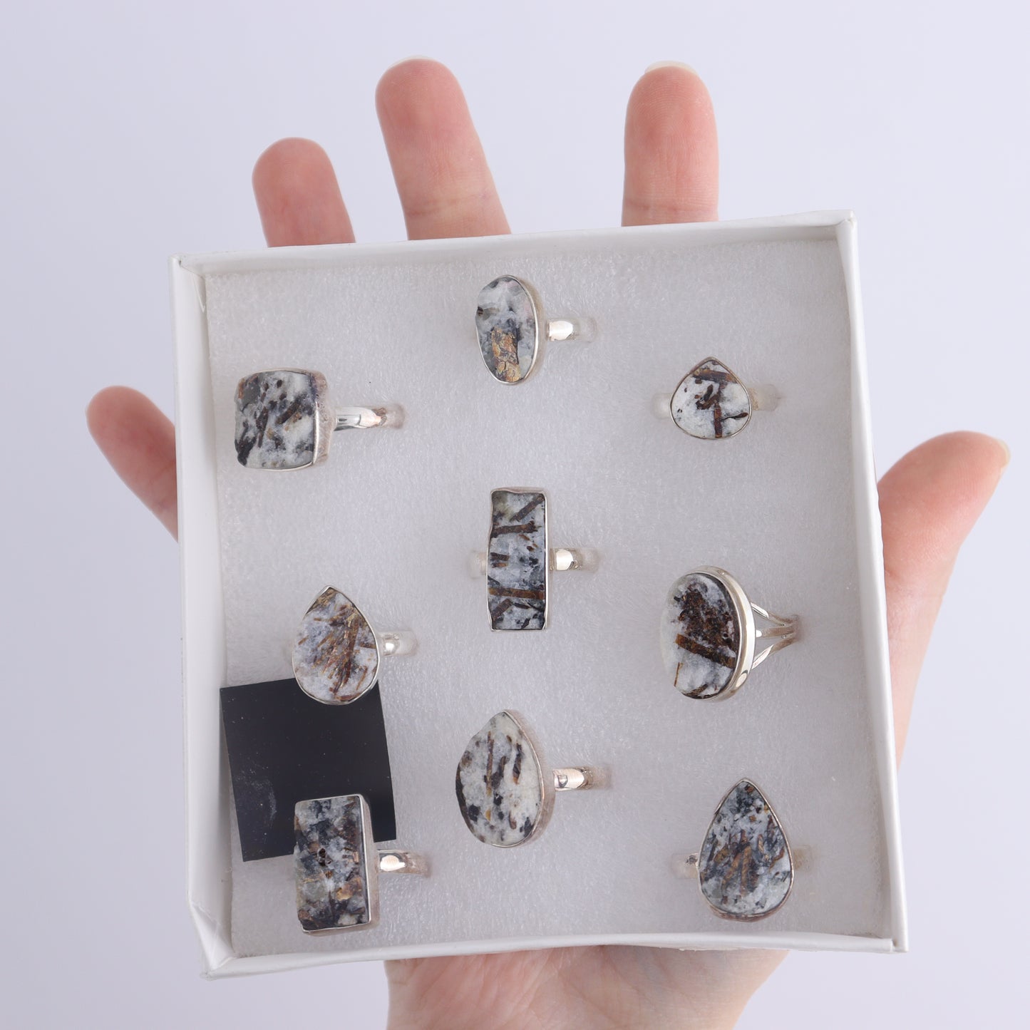 Astrophyllite Rings Set of 9 - Expert Wholesale and Supplier of Wholesale Crystals & Bulk Gemstones, ["Astrophyllite","close_50","India","Ring","rings","sterling silver"]