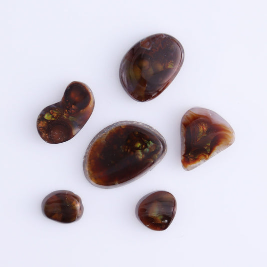 Fire Agate Cabs Set of 6