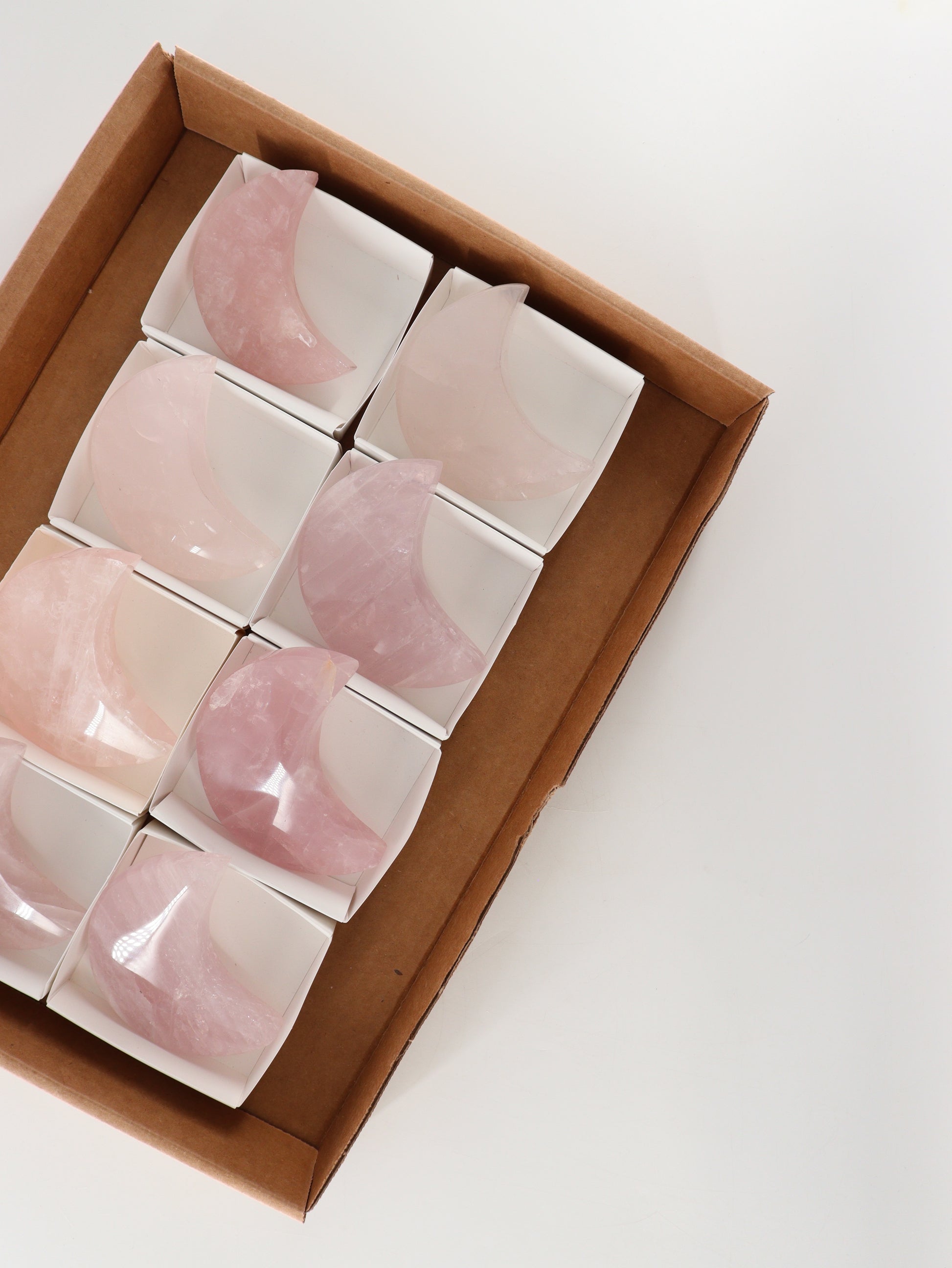 Rose Quartz Moons Set of 8 - Expert Wholesale and Supplier of Wholesale Crystals & Bulk Gemstones, []