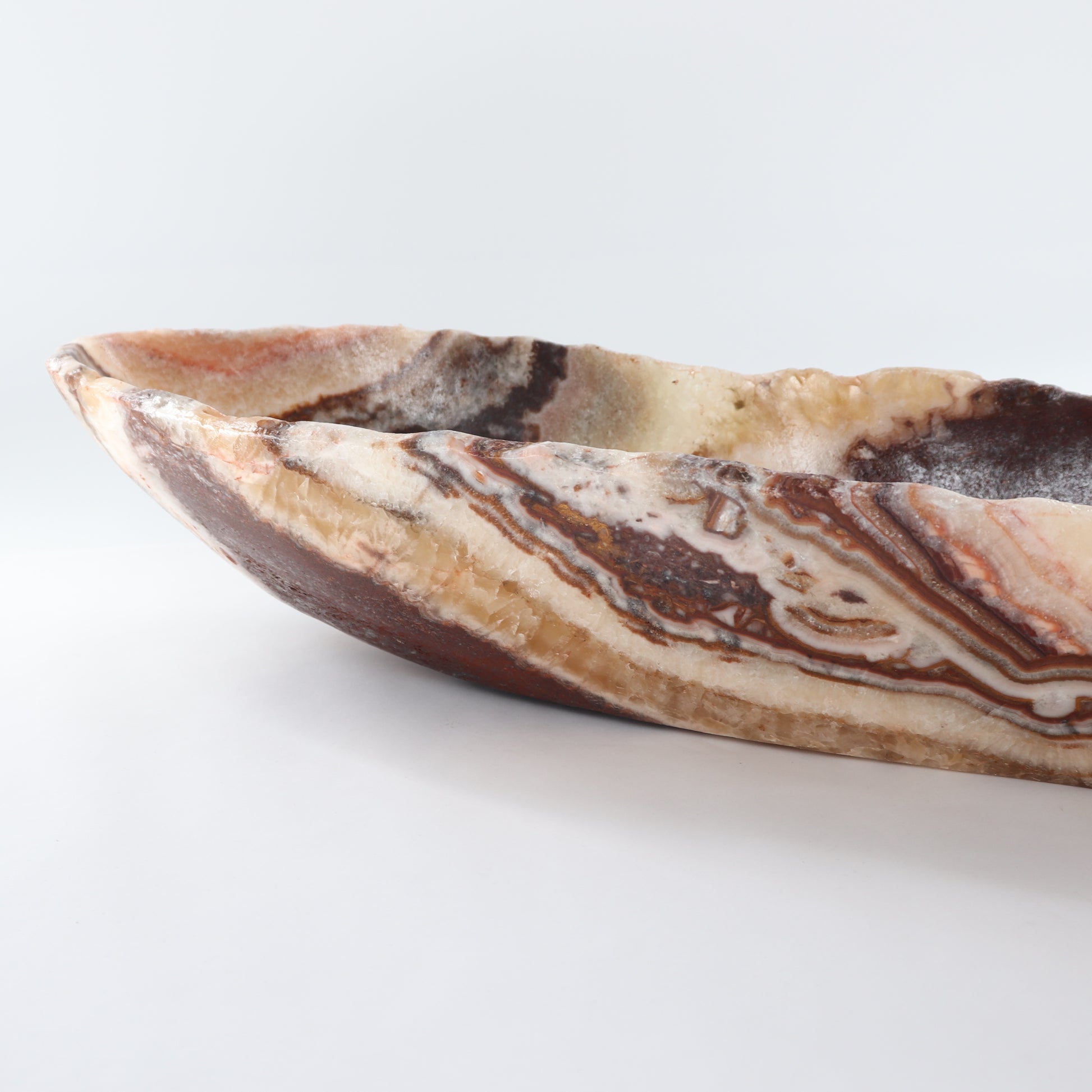 Mexican Onyx/Calcite Canoe Bowl - Expert Wholesale and Supplier of Wholesale Crystals & Bulk Gemstones, ["Bowls","Calcite","canoe","Mexico","onyx"]