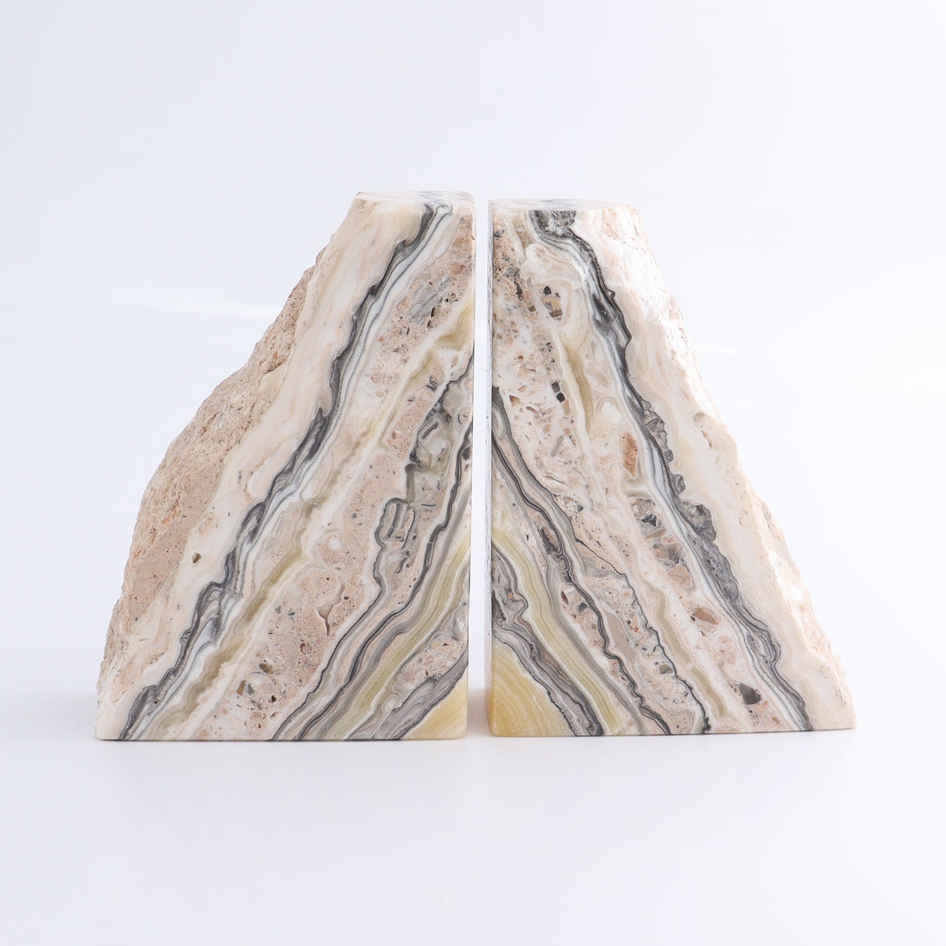 One Pair of Mexican Onyx/Calcite Pink & Yellow Rough Bookend - Expert Wholesale and Supplier of Wholesale Crystals & Bulk Gemstones, ["Bookends","Calcite","Catalog Onyx","Mexico","onyx"]