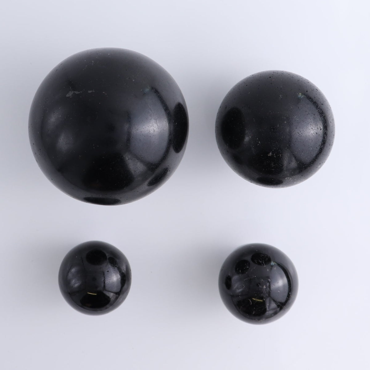 Black Tourmaline Spheres Set of 4