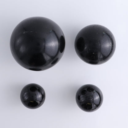 Black Tourmaline Spheres Set of 4