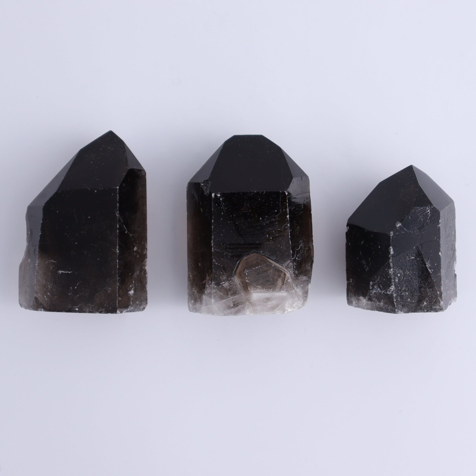 Smoky Quartz Polished Tops Set of 35 - Expert Wholesale and Supplier of Wholesale Crystals & Bulk Gemstones, ["Brazil","close_70","Points","Quartz","Smoky Quartz"]