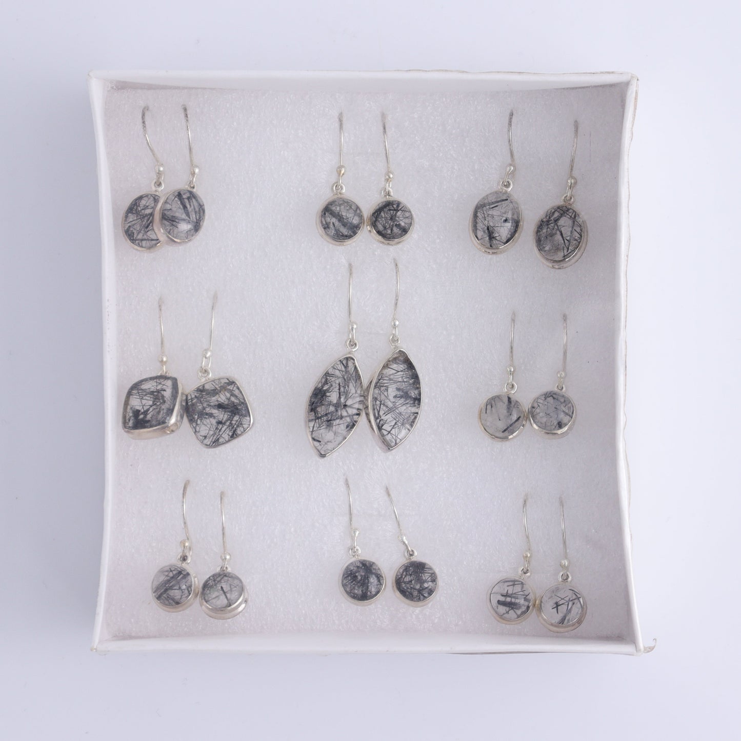 Rutilated Quartz Earrings Pairs of 9 - Expert Wholesale and Supplier of Wholesale Crystals & Bulk Gemstones, ["close_50","earrings","India","Rutilated Quartz","sterling silver"]