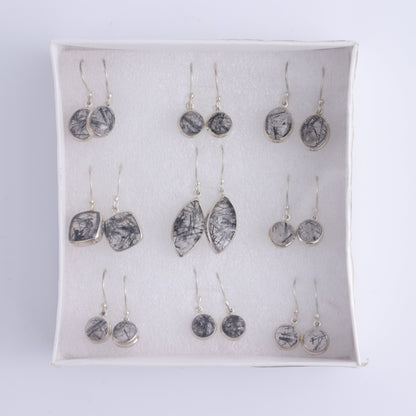 Rutilated Quartz Earrings Pairs of 9 - Expert Wholesale and Supplier of Wholesale Crystals & Bulk Gemstones, ["close_50","earrings","India","Rutilated Quartz","sterling silver"]