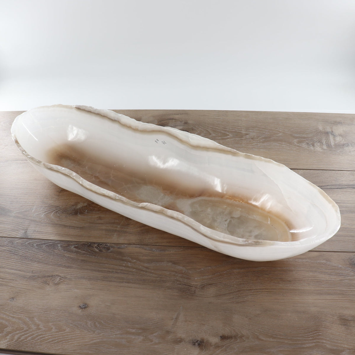 Mexican Onyx/Calcite Canoe Bowl 28"